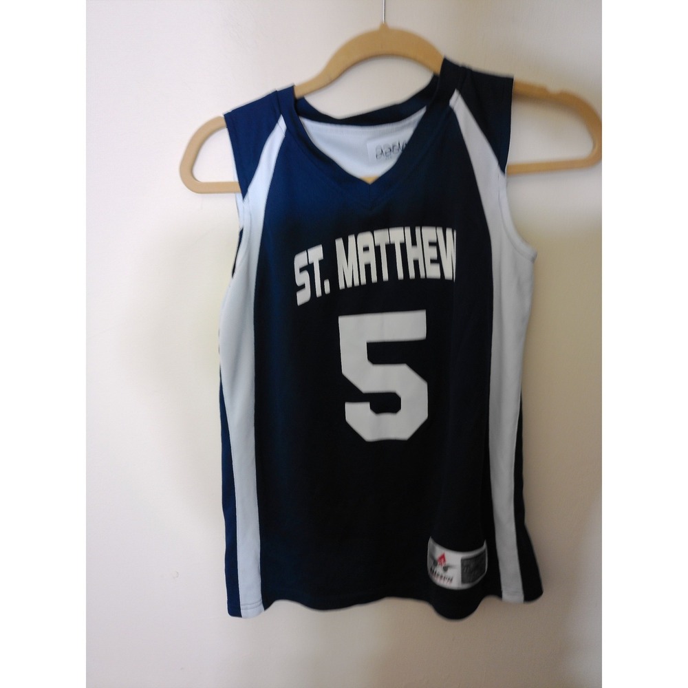 Alleson Athletic Basketball Jersey Youth M Navy Blue St Matthew 5 Mesh Tank